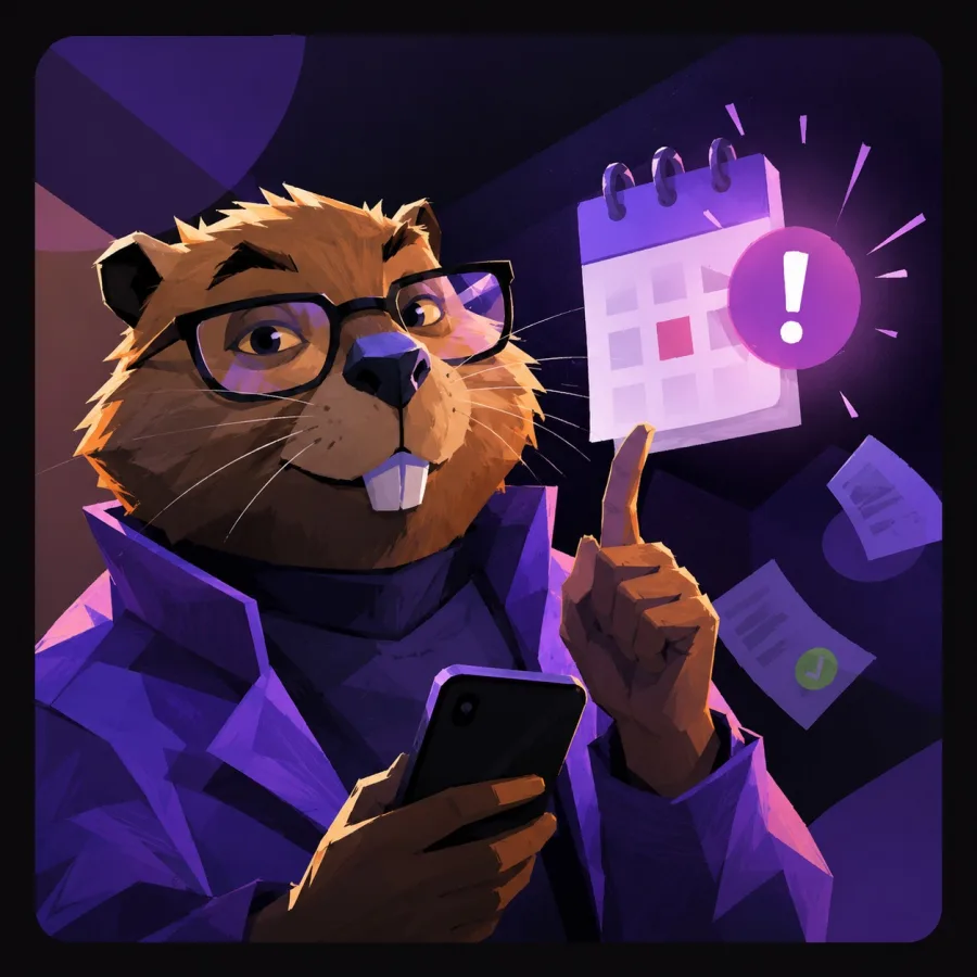 Mascote do Flynn com a agenda sincronizada entre WhatsApp e Google Agenda